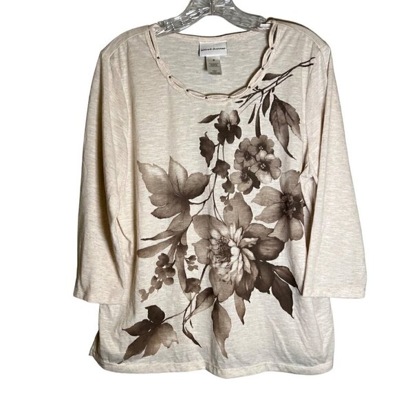 𝅺alfred Dunner Women's Top Leaf and Flower Pattern Size  Medium - Picture 1 of 8